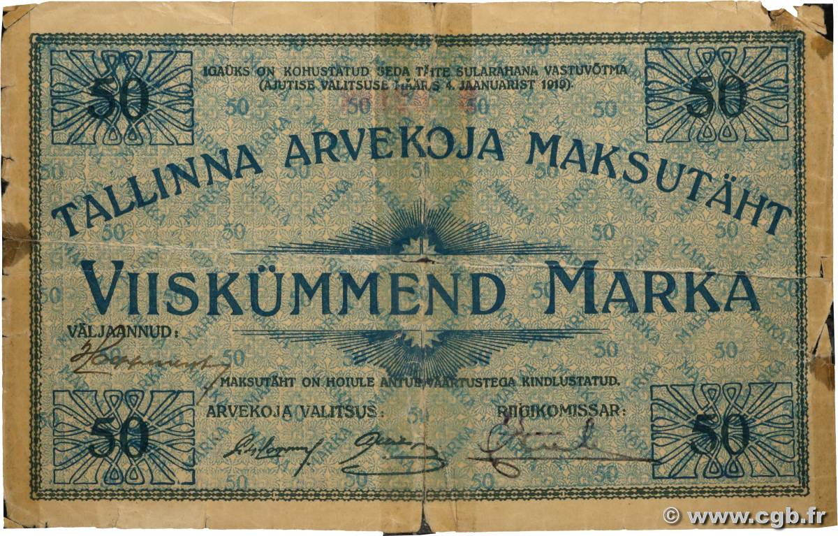 50 Marka ESTONIA Tallinn 1919 P.A2a P