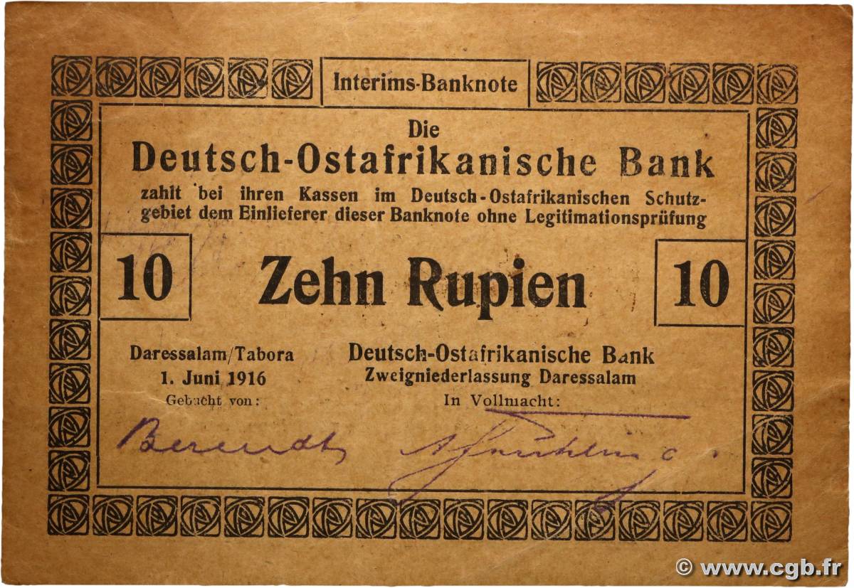 10 Rupien AFRIQUE DE L EST occ. ALLEMANDE  1916 P.42 TTB+