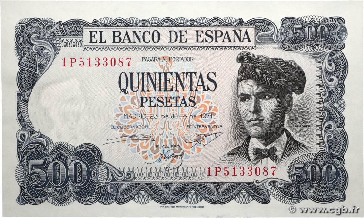 500 Pesetas ESPAGNE  1971 P.153a pr.NEUF