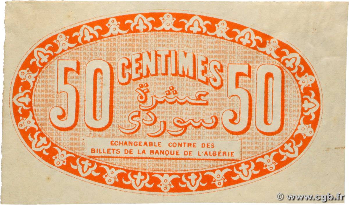 50 Centimes Épreuve ALGÉRIE Alger 1915 JP.137.07 SUP