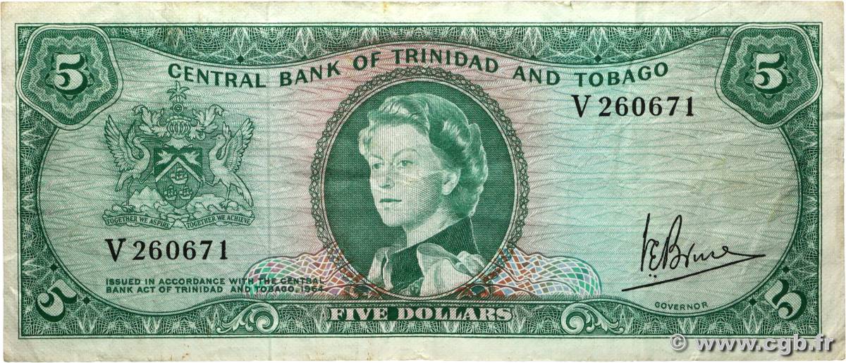 5 Dollars TRINIDAD et TOBAGO  1964 P.27c TB+