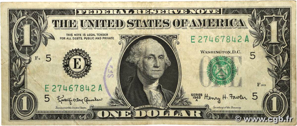 1 Dollar ÉTATS-UNIS D AMÉRIQUE Richmond  1963 P.443b TB