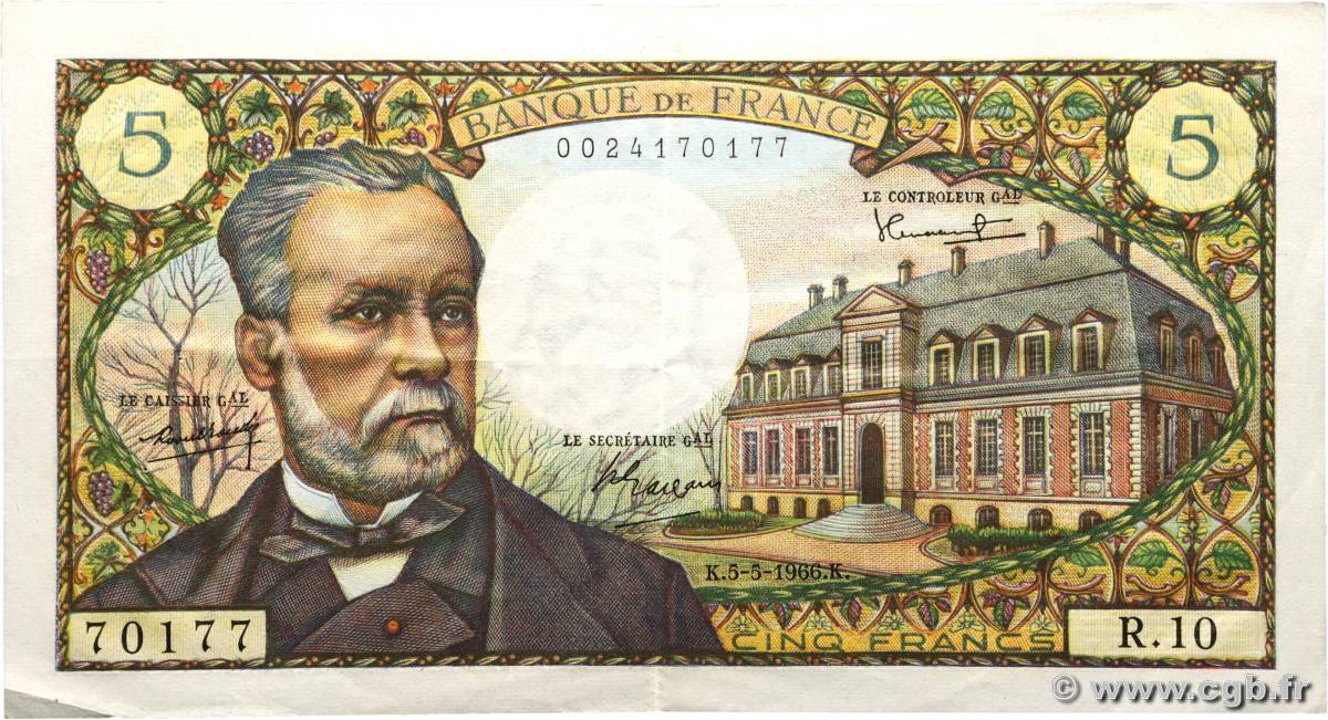 5 Francs PASTEUR FRANCE  1966 F.61.01 pr.SUP