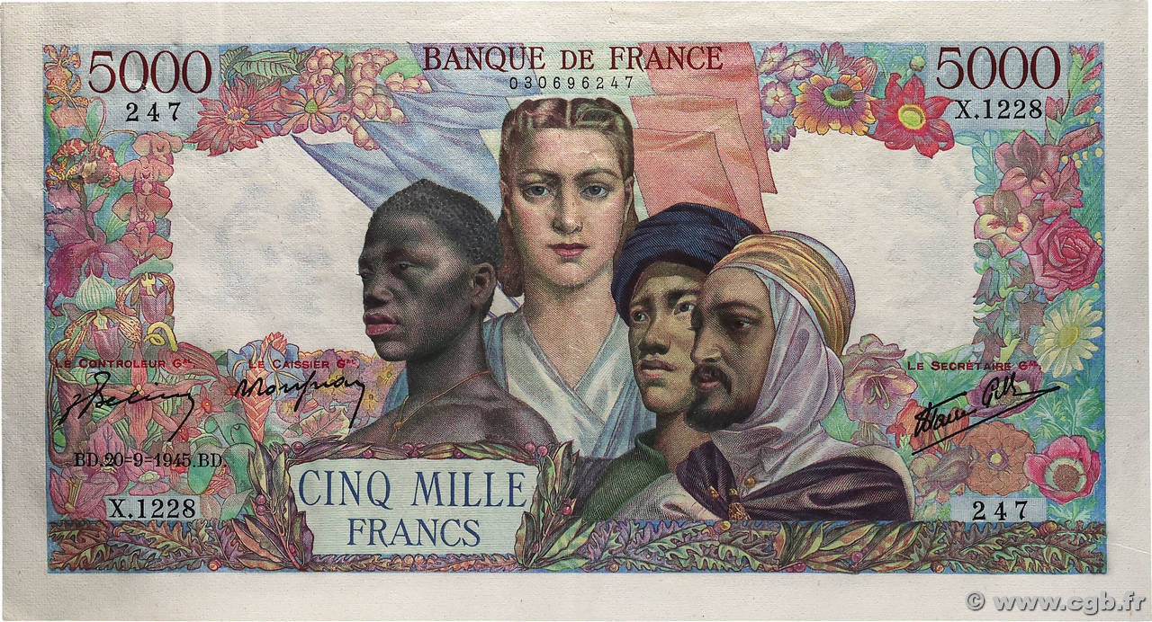 5000 Francs EMPIRE FRANÇAIS FRANCE 1945 F.47.44 pr.SUP