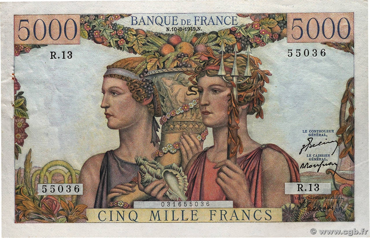 5000 Francs TERRE ET MER FRANCE 1949 F.48.01 SUP
