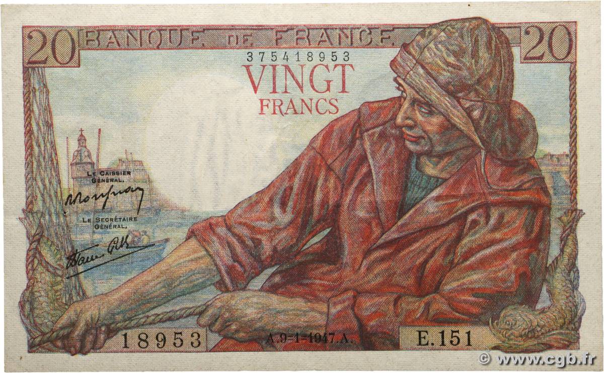 20 Francs PÊCHEUR FRANCE  1947 F.13.11 SUP
