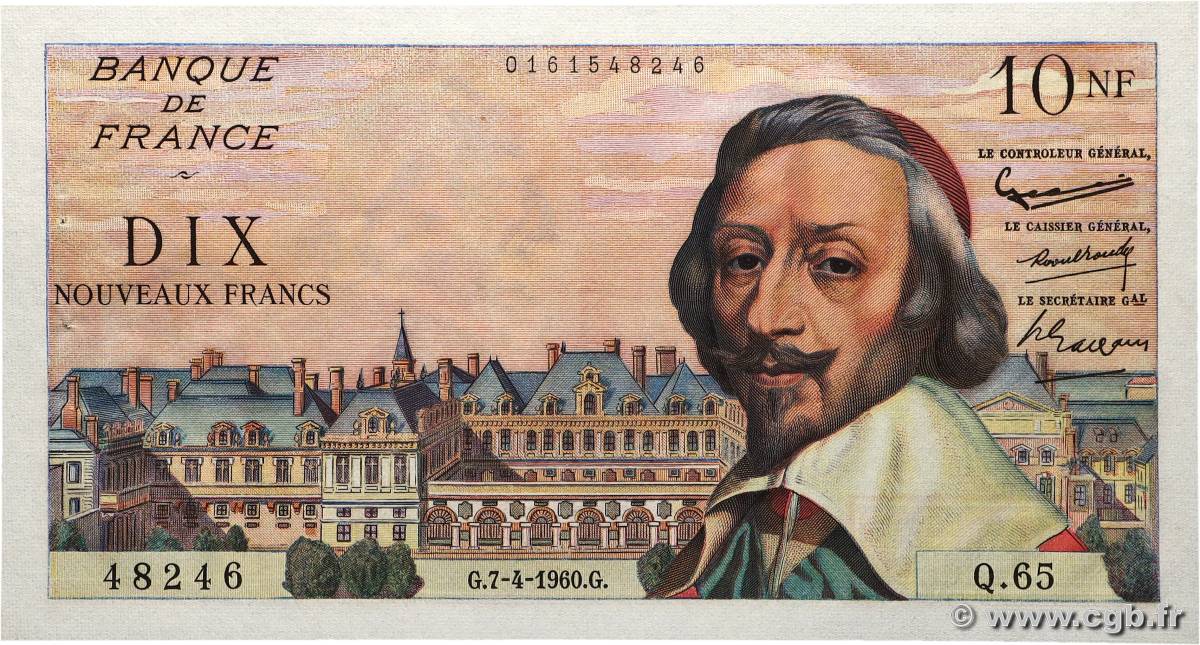 10 Nouveaux Francs RICHELIEU FRANKREICH 1960 F.57.06 fST