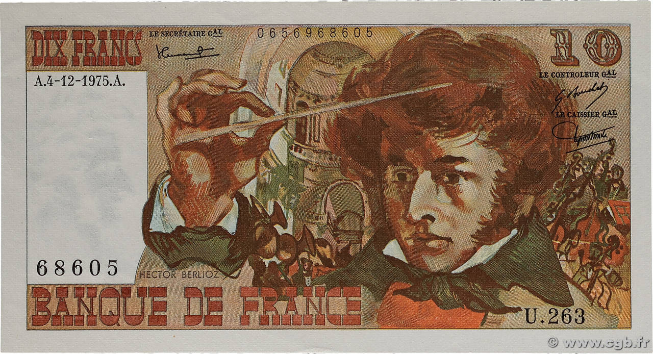 10 Francs BERLIOZ FRANCE 1975 F.63.15 SUP+