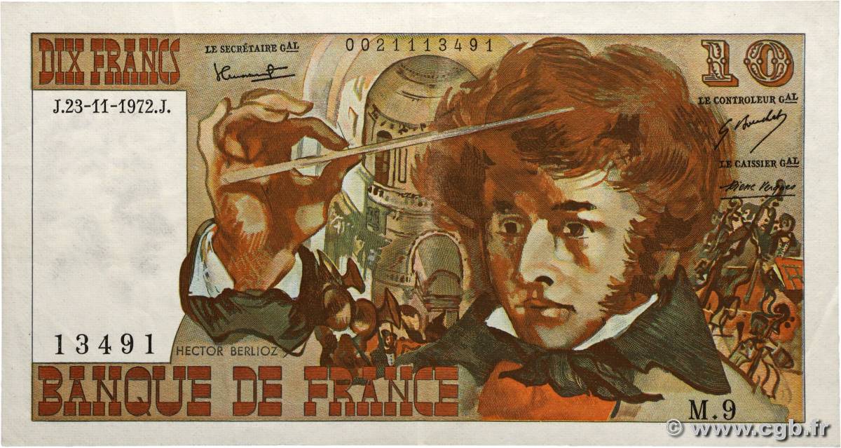 10 Francs BERLIOZ FRANCE  1972 F.63.01 TTB