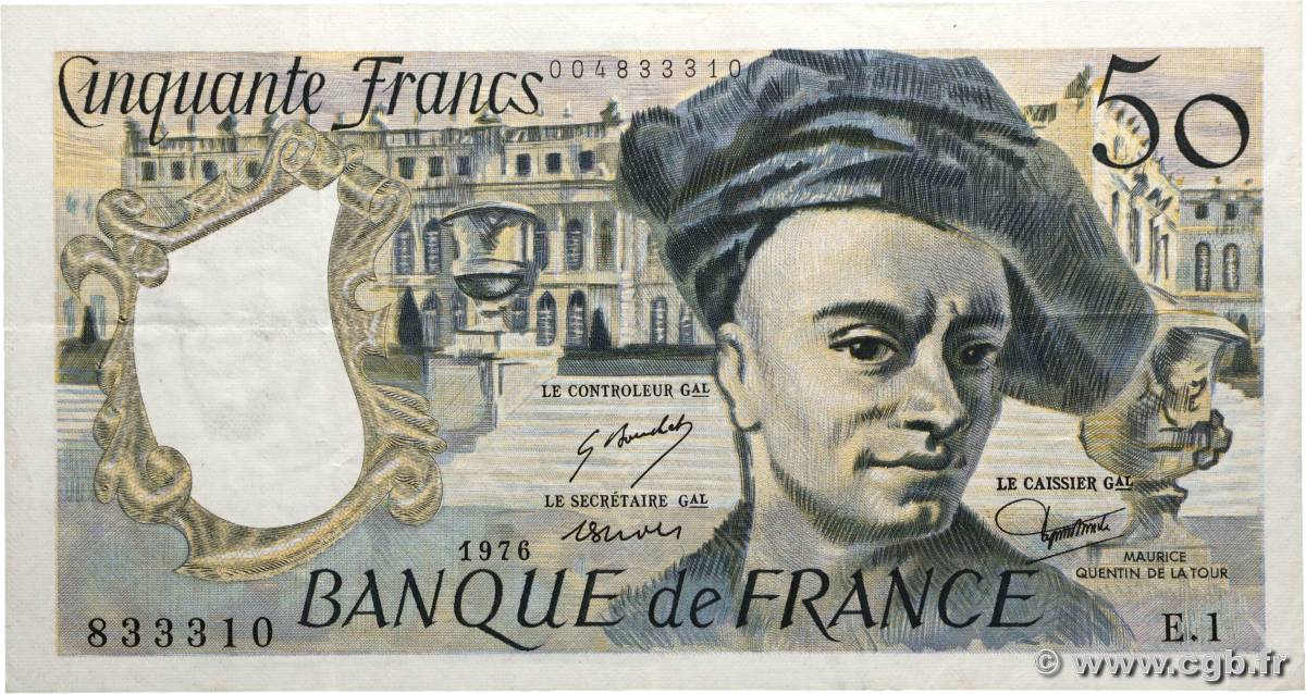 50 Francs QUENTIN DE LA TOUR FRANCE  1976 F.67.01 TTB