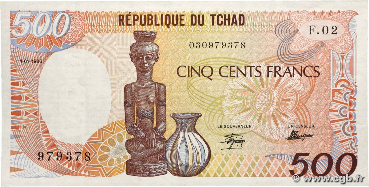 500 Francs type 1985 TCHAD  1986 A.285b SUP