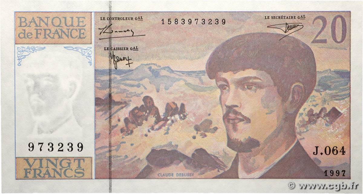 20 Francs DEBUSSY Modifié FRANKREICH 1997 F.66ter.02-64 ST