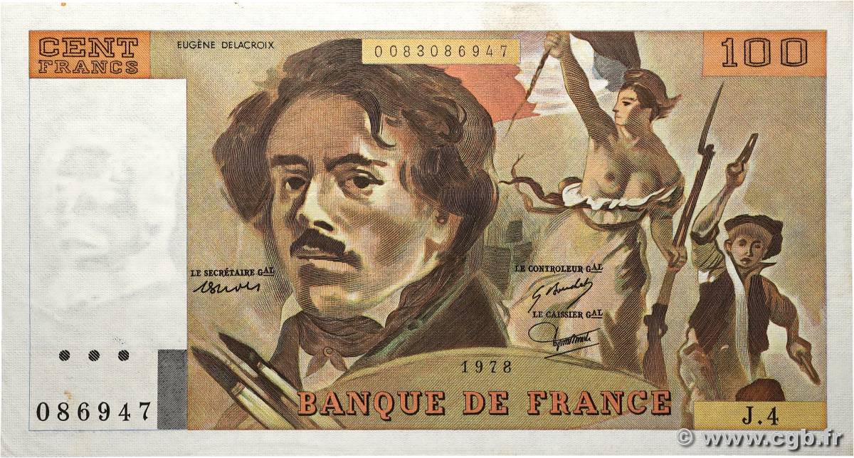 100 Francs DELACROIX FRANKREICH 1978 F.68.04 fST