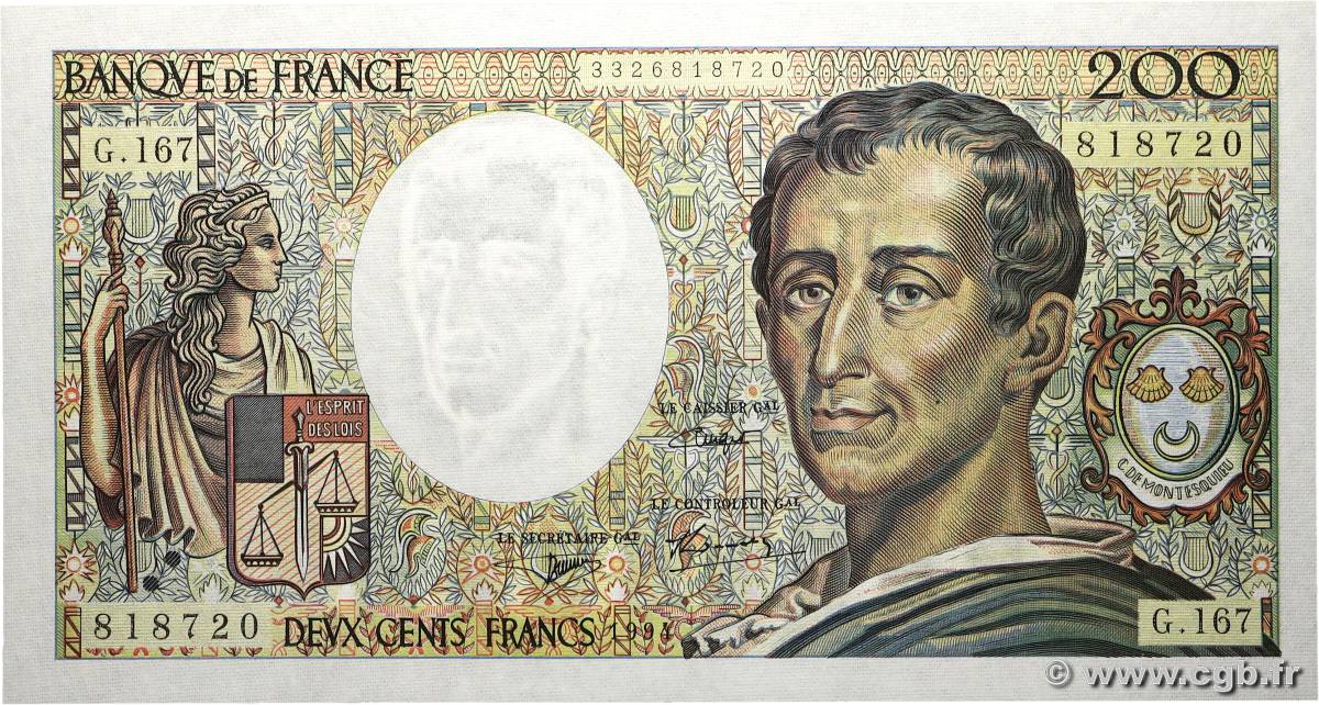 200 Francs MONTESQUIEU Modifié FRANKREICH 1994 F.70/2.01 fST