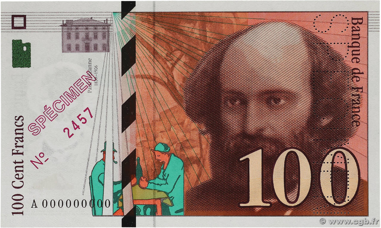 100 Francs CÉZANNE Spécimen FRANCE 1997 F.74.01Spn NEUF