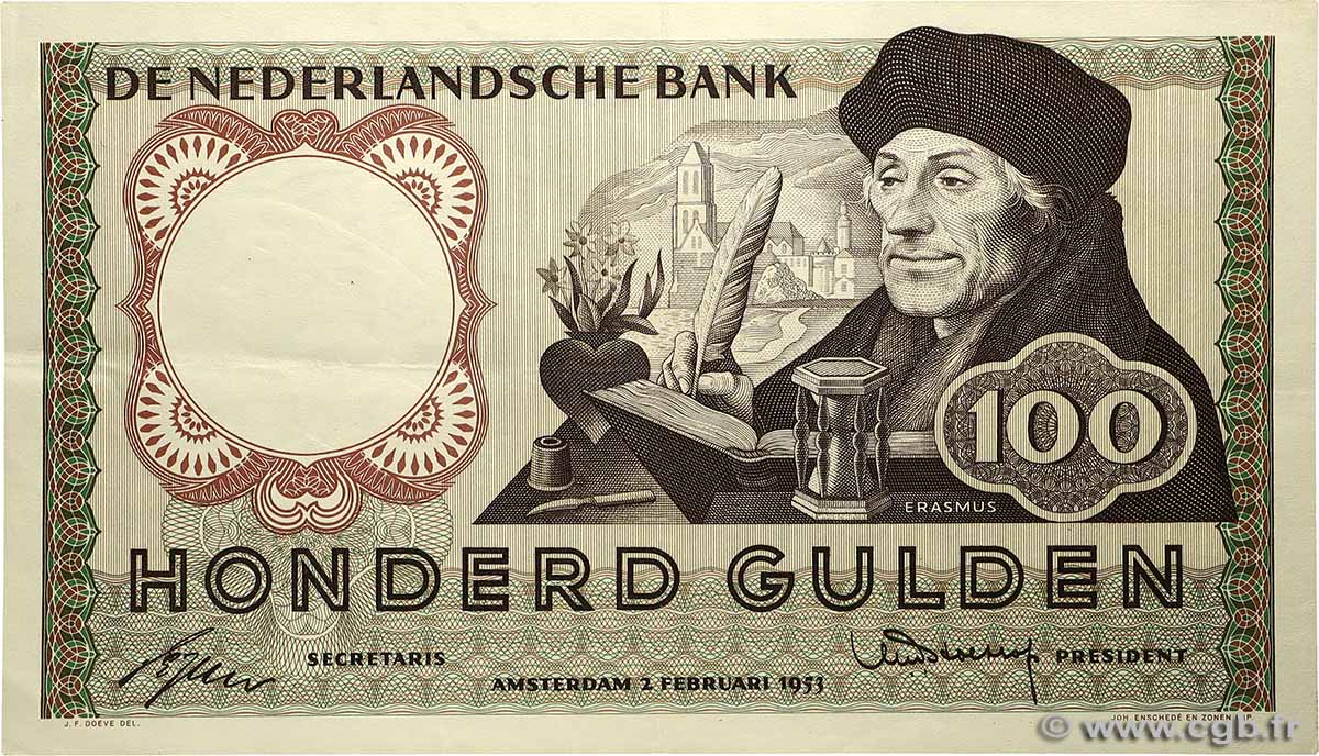 100 Gulden Numéro spécial NETHERLANDS 1953 P.088 XF