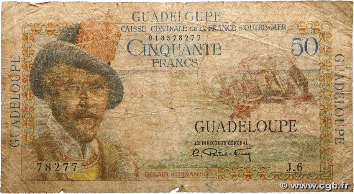 50 Francs Belain d Esnambuc GUADELOUPE  1946 P.34 G