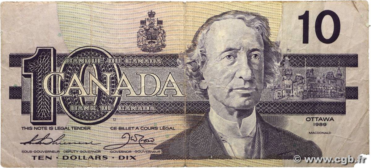 10 Dollars CANADA  1989 P.096a TB