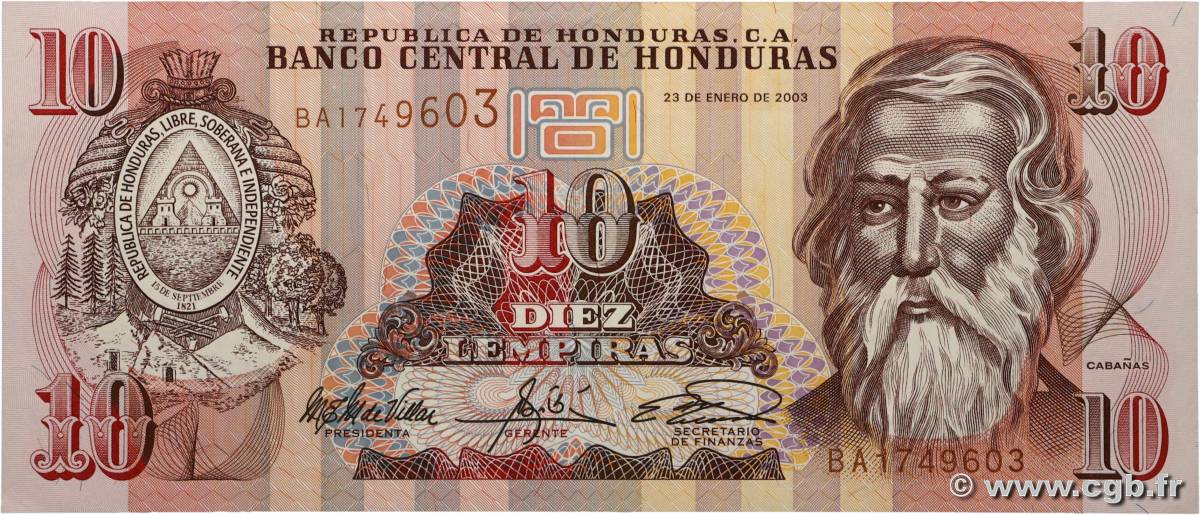 10 Lempiras HONDURAS  2003 P.086b pr.NEUF