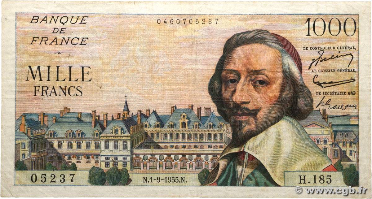 1000 Francs RICHELIEU FRANCE  1955 F.42.15 B+
