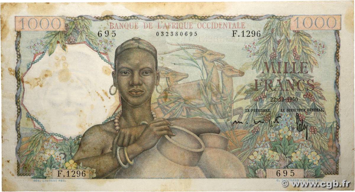 1000 Francs AFRIQUE OCCIDENTALE FRANÇAISE (1895-1958)  1950 P.42 TB+