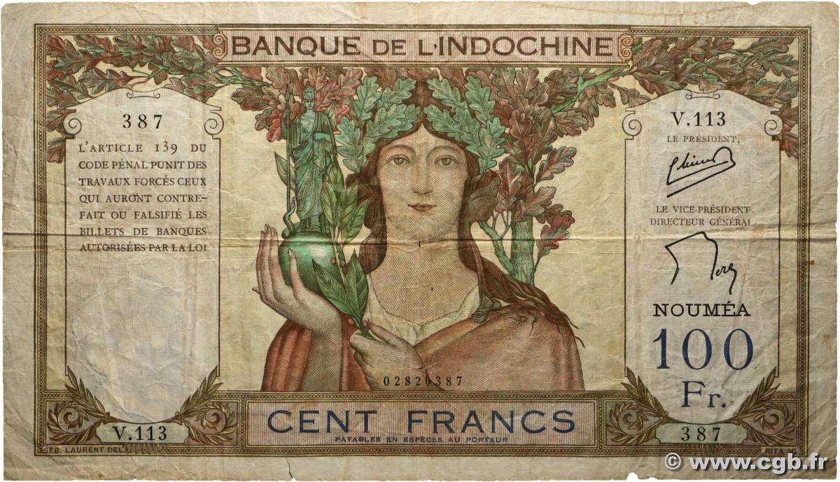 100 Francs NOUVELLE CALÉDONIE  1957 P.42d F