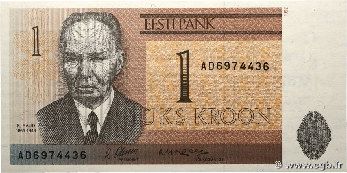 1 Kroon ESTONIE  1992 P.69a NEUF