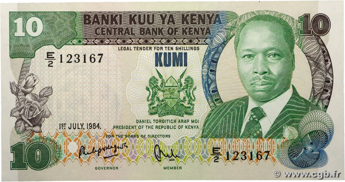 10 Shillings KENYA  1984 P.20c UNC