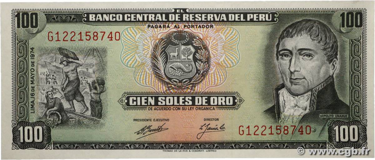 100 Soles de Oro PÉROU  1974 P.102c NEUF