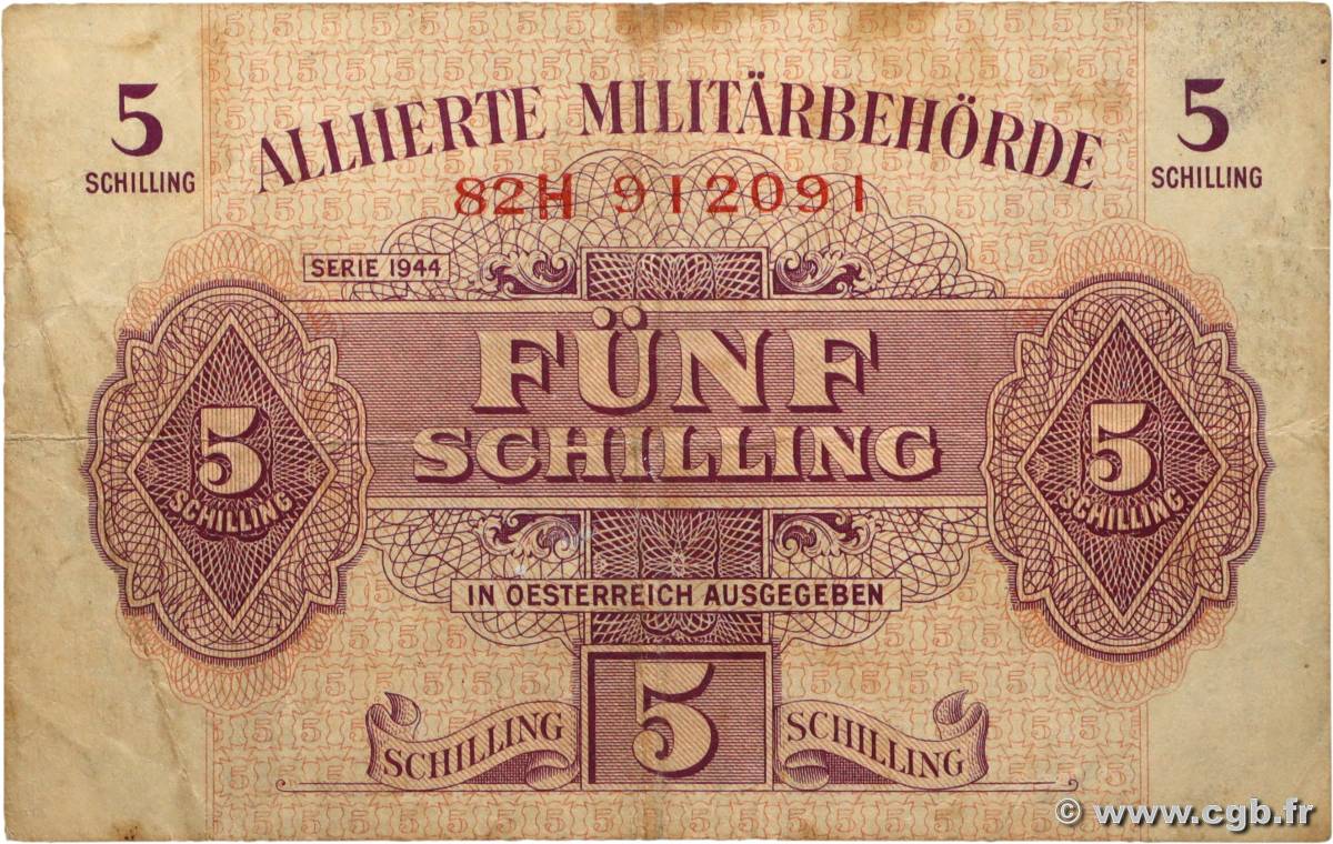 5 Schilling AUSTRIA  1944 P.105 VG