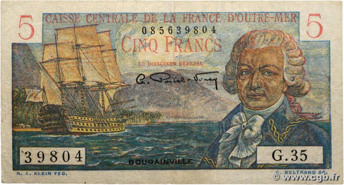 5 Francs Bougainville MARTINIQUE  1946 P.27 F
