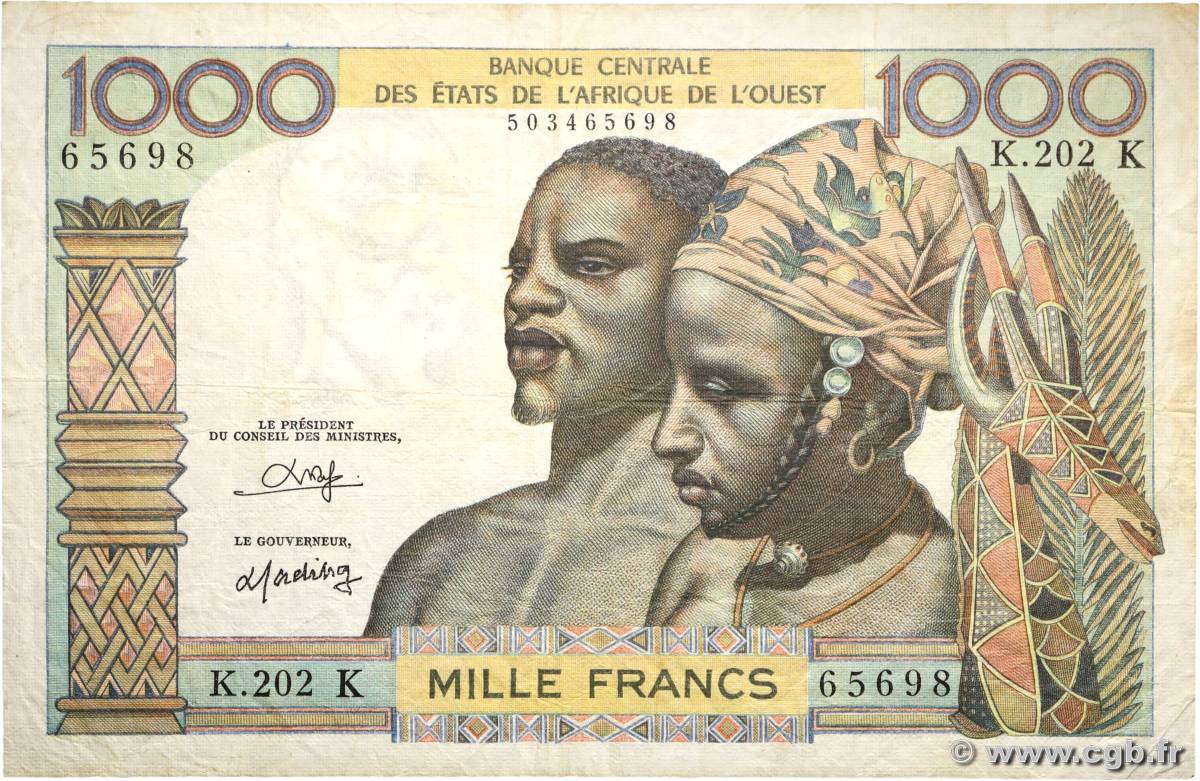 1000 Francs WEST AFRICAN STATES  1980 P.703Ko F