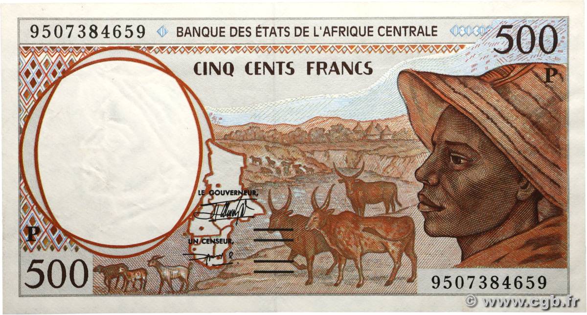 500 Francs type 1993P TSCHAD 1995 A.290Pc fVZ
