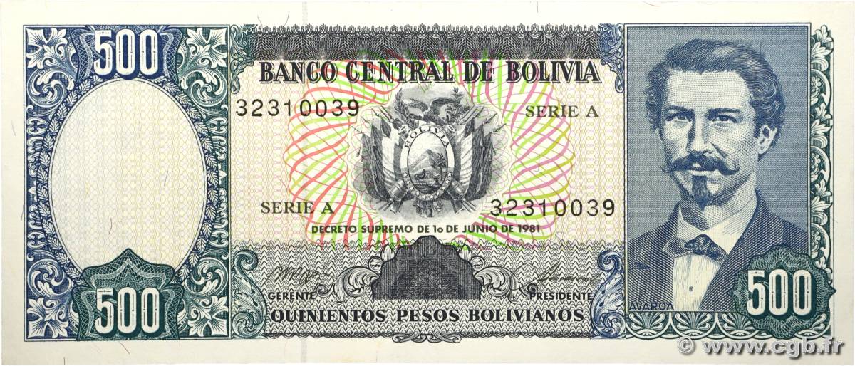 500 Pesos Bolivianos BOLIVIE  1981 P.165a pr.NEUF