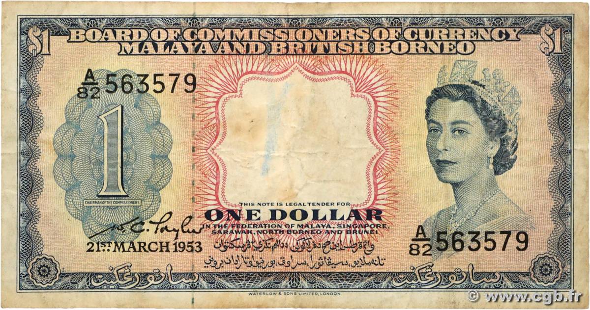1 Dollar MALAYA and BRITISH BORNEO  1953 P.01a F+