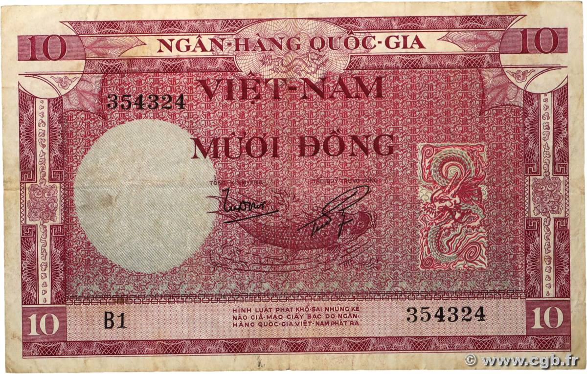 10 Dong VIET NAM SUD  1955 P.03a TB