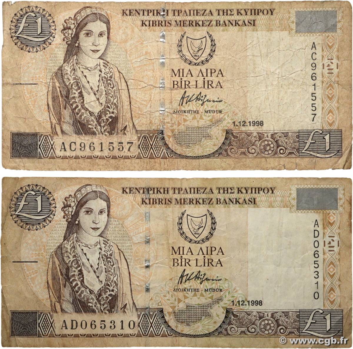 1 Pound Lot CHYPRE 1998 P.60b B
