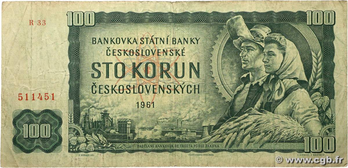100 Korun CZECHOSLOVAKIA 1961 P.091e VG