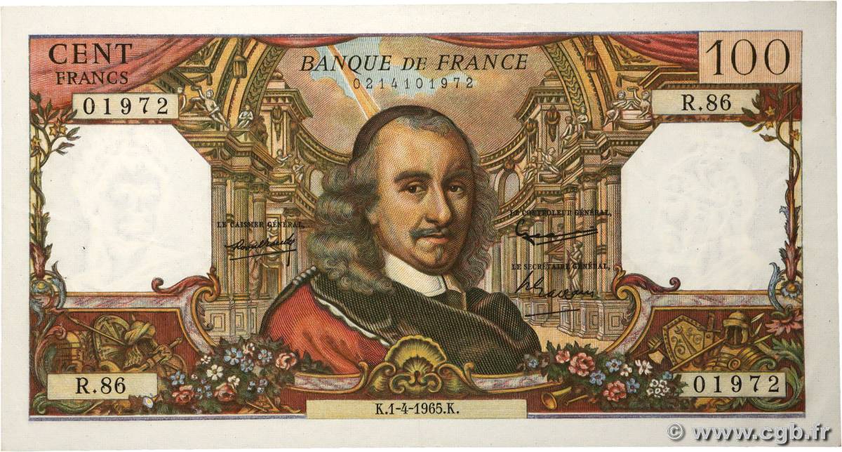 100 Francs CORNEILLE FRANCE 1965 F.65.07 SUP