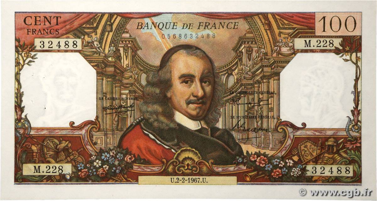 100 Francs CORNEILLE FRANCE 1967 F.65.16 SUP