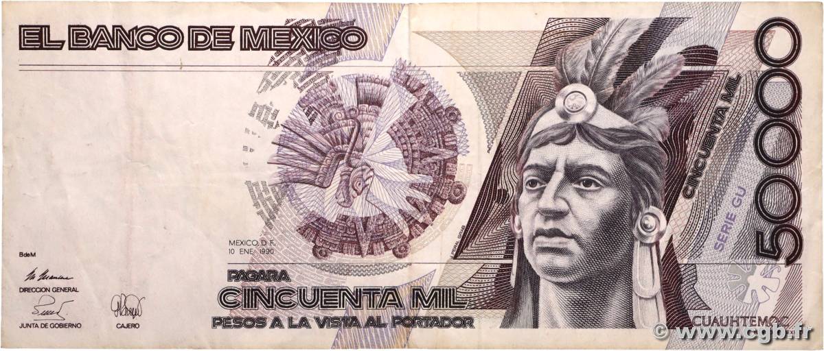 50000 Pesos MEXIQUE 1990 P.093b TB+
