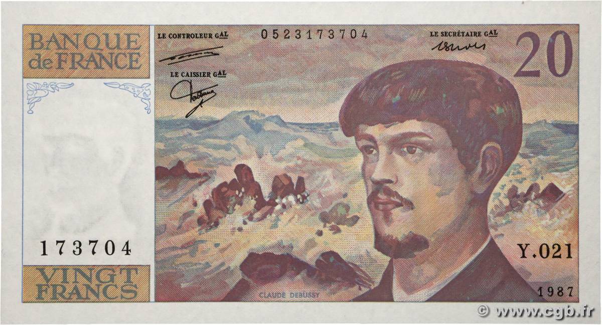 20 Francs DEBUSSY FRANCE 1987 F.66.08 NEUF