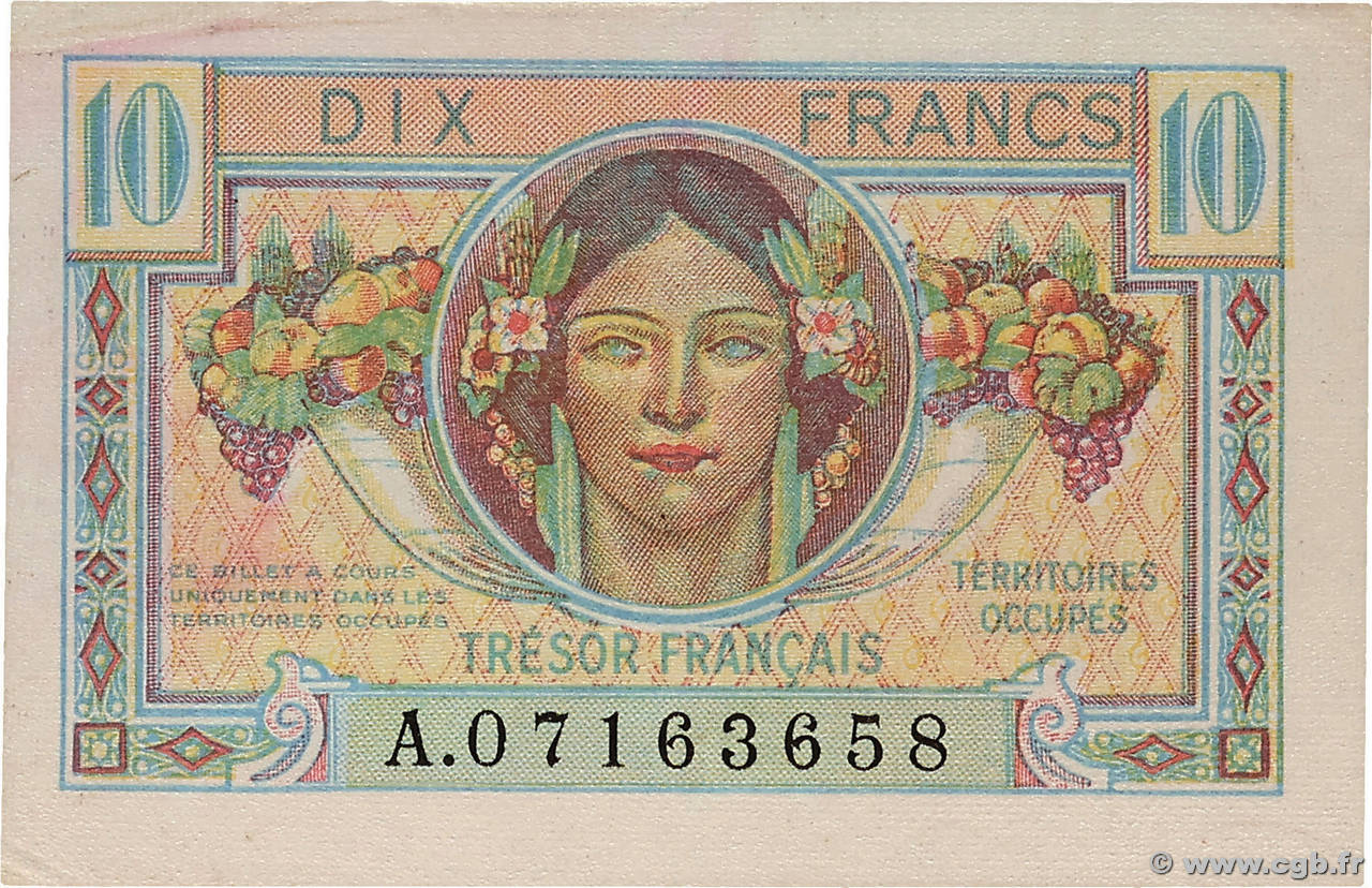 10 Francs TRÉSOR FRANÇAIS FRANCE 1947 VF.30.01 SPL+