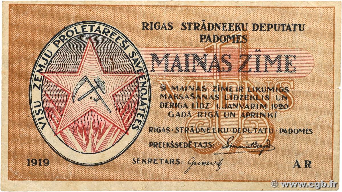 1 Rublis LETTONIE Riga 1919 P.R1 TTB