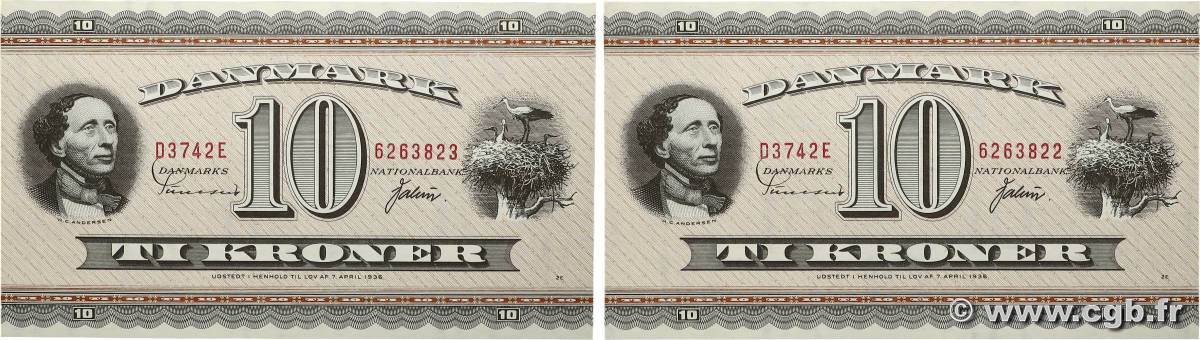 10 Kroner Consécutifs DANEMARK 1974 P.044ai NEUF