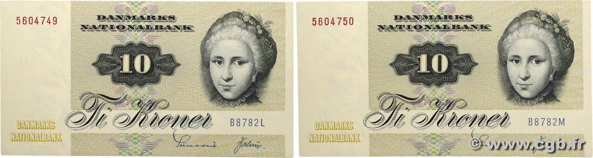 10 Kroner Consécutifs DANEMARK 1978 P.048h pr.NEUF