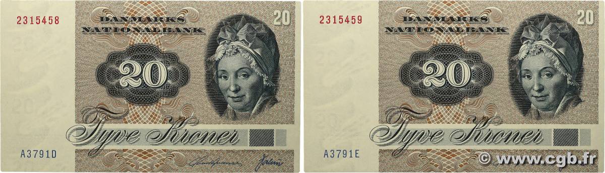 20 Kroner Consécutifs DANEMARK 1979 P.049a NEUF