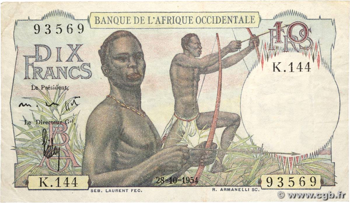 10 Francs AFRIQUE OCCIDENTALE FRANÇAISE (1895-1958) 1954 P.37 TTB+