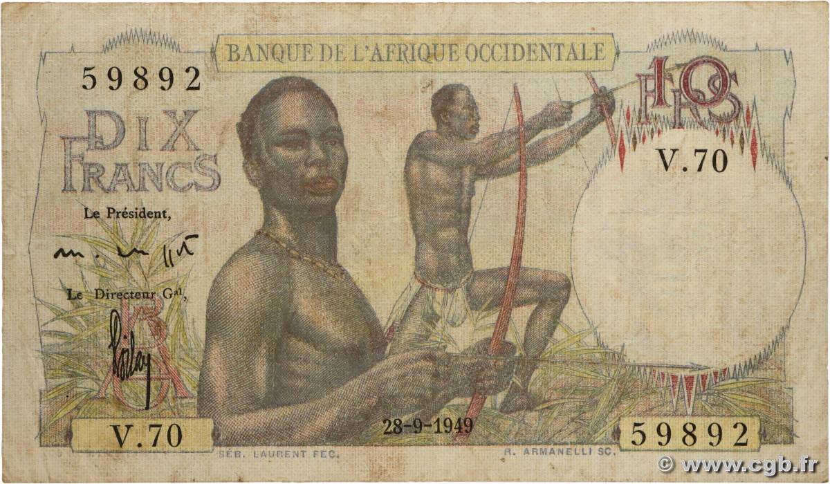 10 Francs FRENCH WEST AFRICA 1949 P.37 F