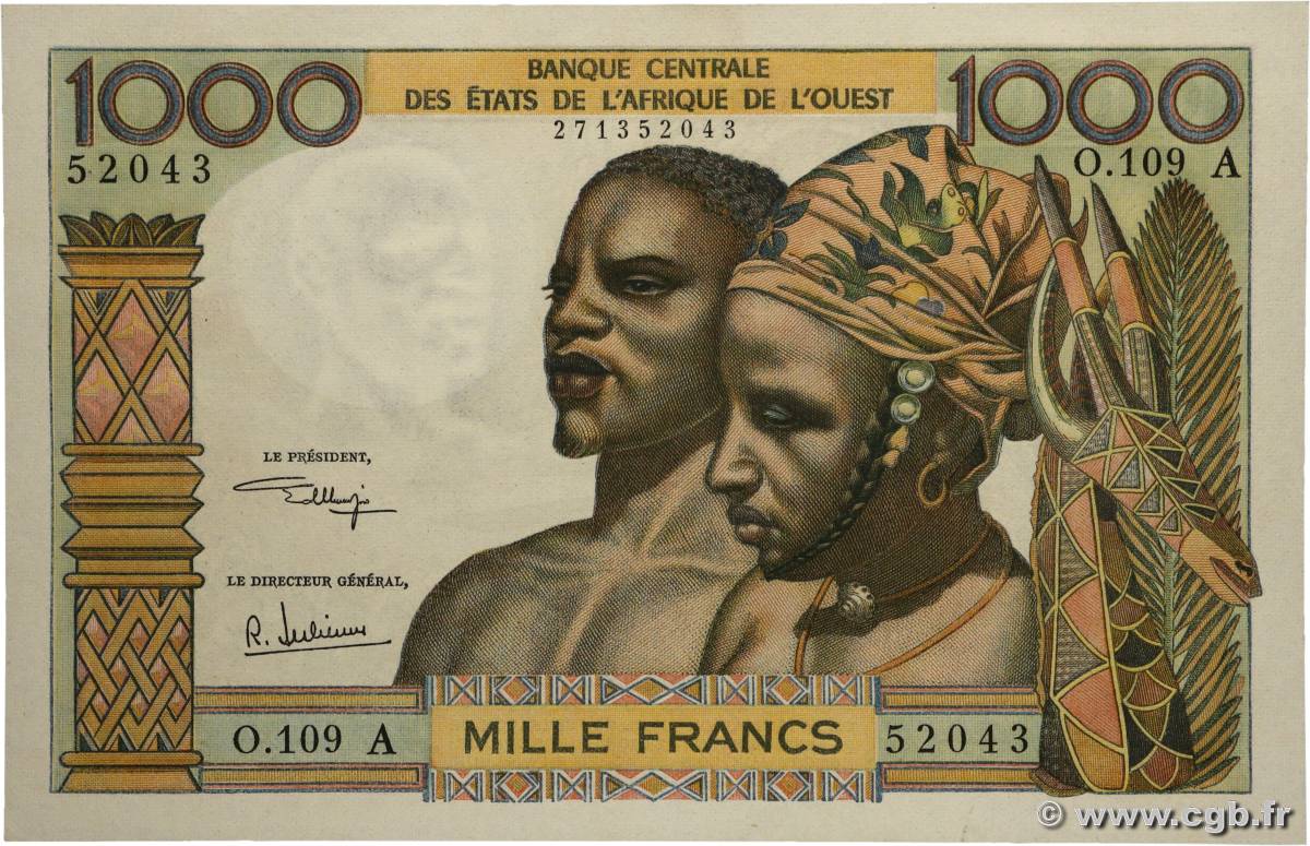 1000 Francs ÉTATS DE L AFRIQUE DE L OUEST 1973 P.103Aj pr.NEUF